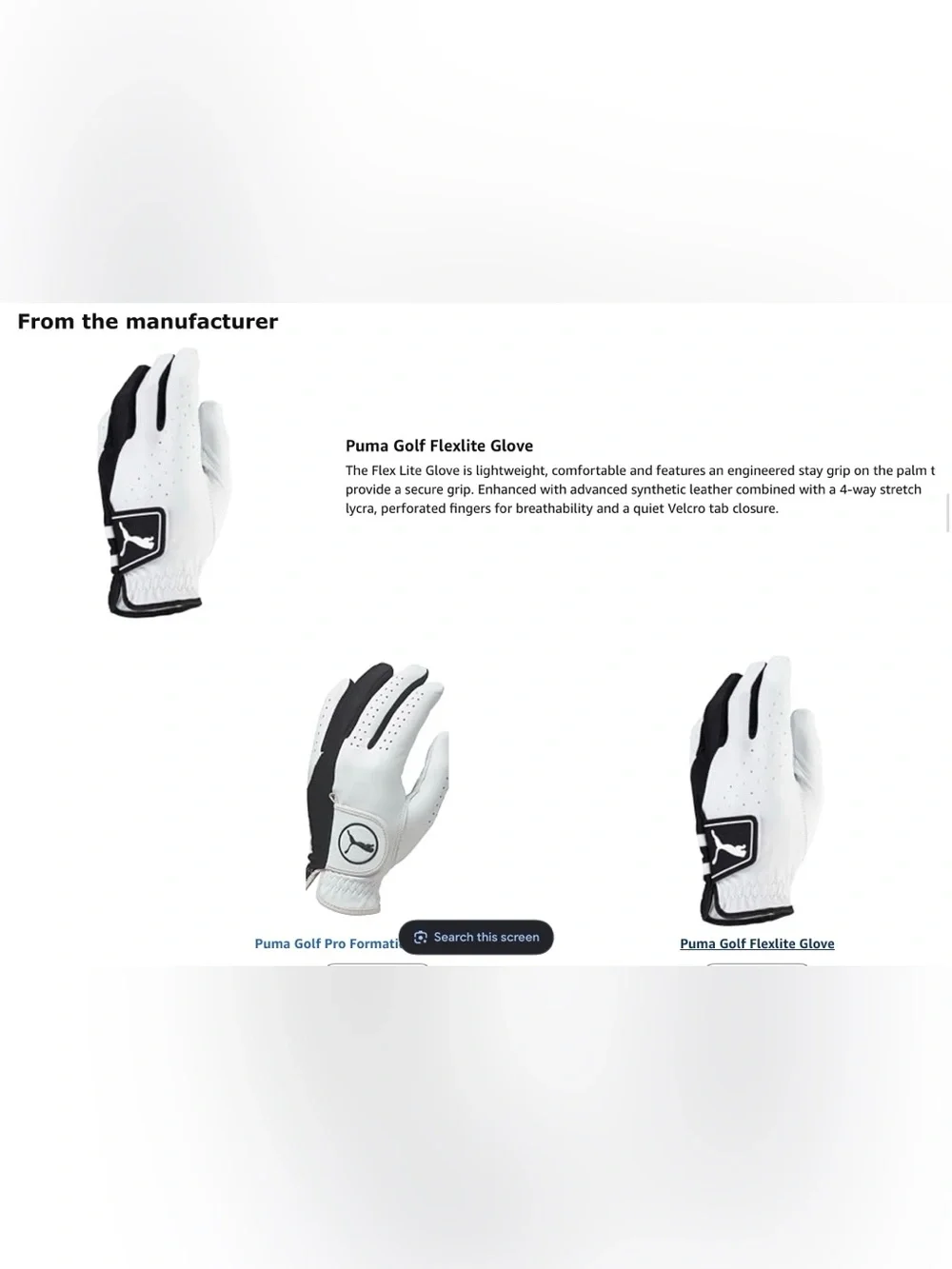 New With Tags Puma Grey and White Flex Lite Left-Hand Golf Glove Men’s Size M/L. - Picture 6 of 13